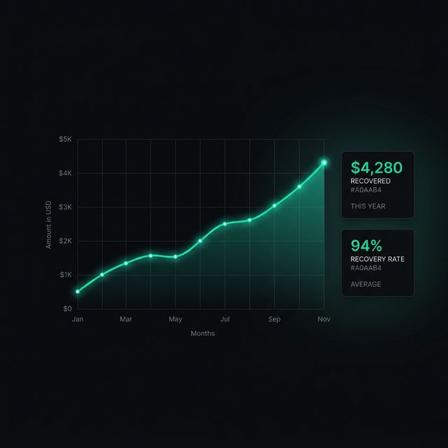 ChurnShield Recovery Dashboard showing revenue trending up